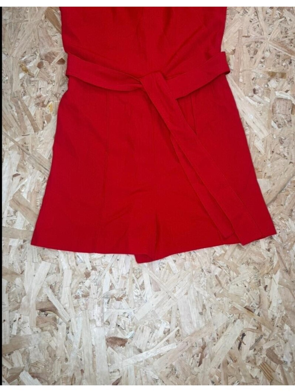 Mango MNG Basics Red Sleeveless Romper Jumpsuit Womens Size S Belted Crew Neck - Picture 4 of 16